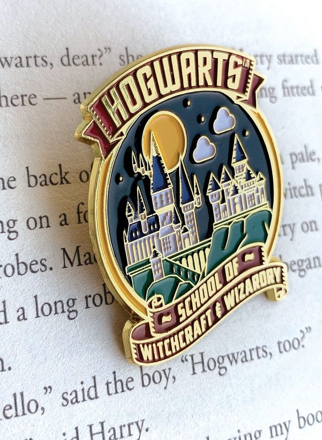 Paper House Productions Harry Potter Hogwarts at Night Full Color 1.5" Enamel Pin - Image 2
