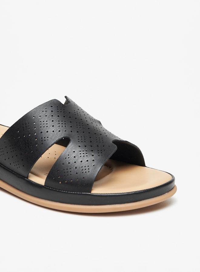 لو كونفورت صنادل نسائية سليب أون بتفاصيل ليزر كت - Image 5