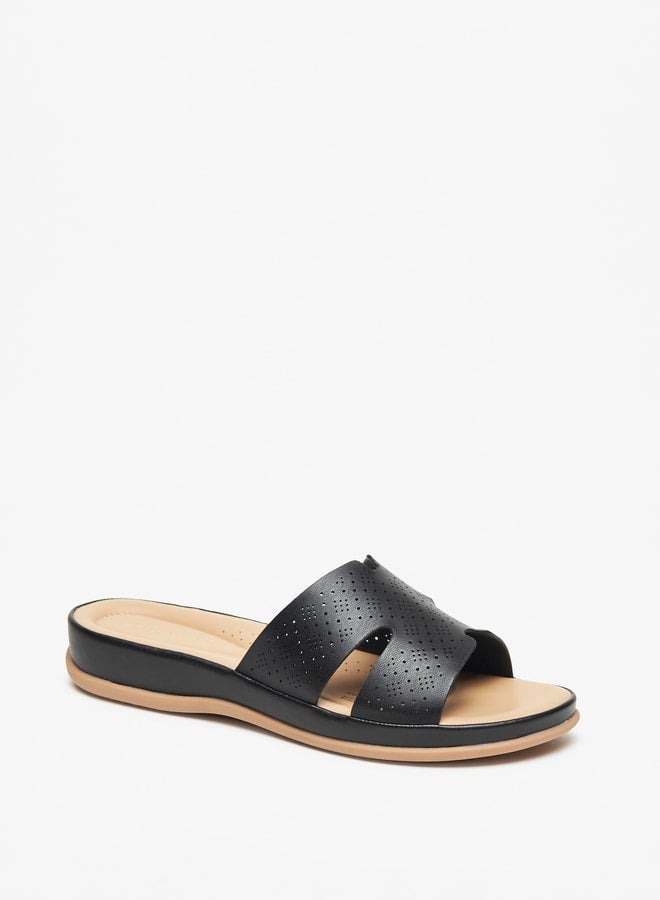 لو كونفورت صنادل نسائية سليب أون بتفاصيل ليزر كت - Image 3