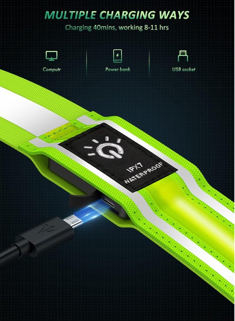 Meetion LED Safety Belt Sash, Reflective Walking Gear Nighttime Visibility Accessories Rechargeable Safety Lights High Visibility Running Equipment Illuminated Dog Walking Tools for Men Women Kids Safety (Green)  - Image 5