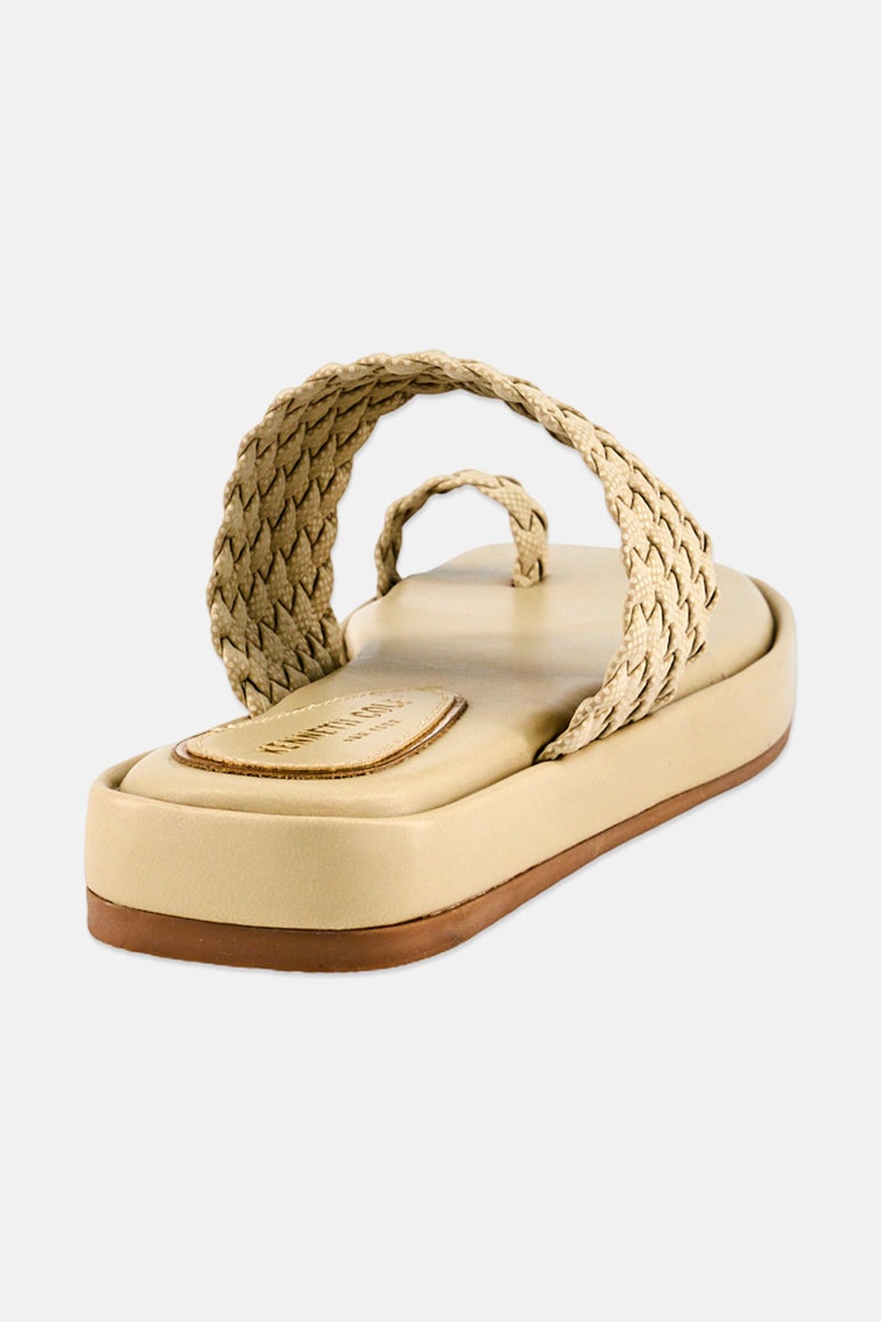 Kenneth Cole صنادل نسائية منسوجة سهلة الارتداء، بيج - Image 4