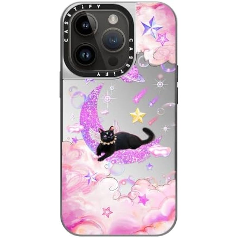Casetify Mirror Case for iPhone 14 Pro Compatible with Magsafe - The Cat from The Moon - Silver on Silver - Image 3