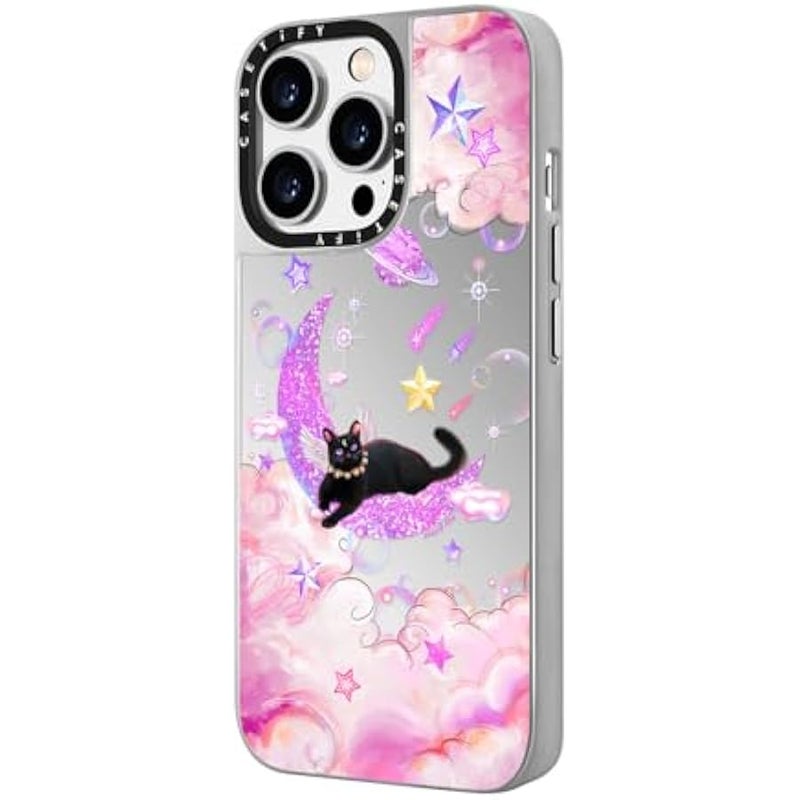 Casetify Mirror Case for iPhone 14 Pro Compatible with Magsafe - The Cat from The Moon - Silver on Silver - Image 5