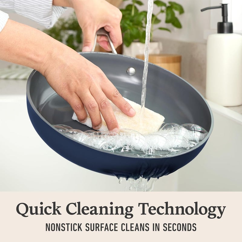 Calphalon ® Premier Ceramic Nonstick 8" and 10" Frying Pan Set, Midnight Blue - Image 2