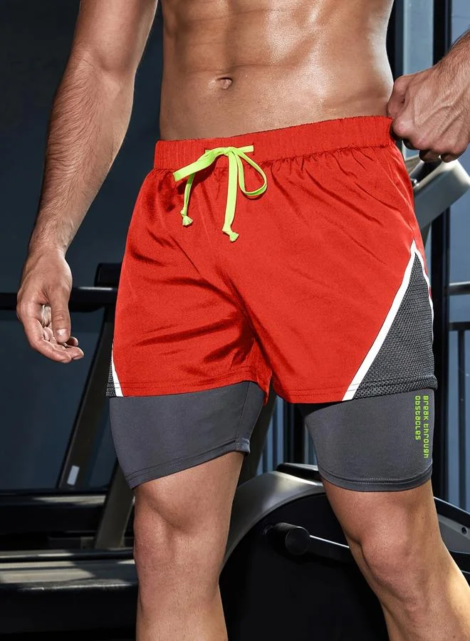 Take Two Take Two Color Block Drawstring Shorts with Phone Pocket