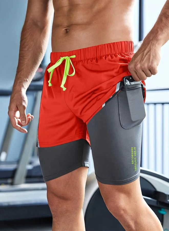 Take Two Take Two Color Block Drawstring Shorts with Phone Pocket