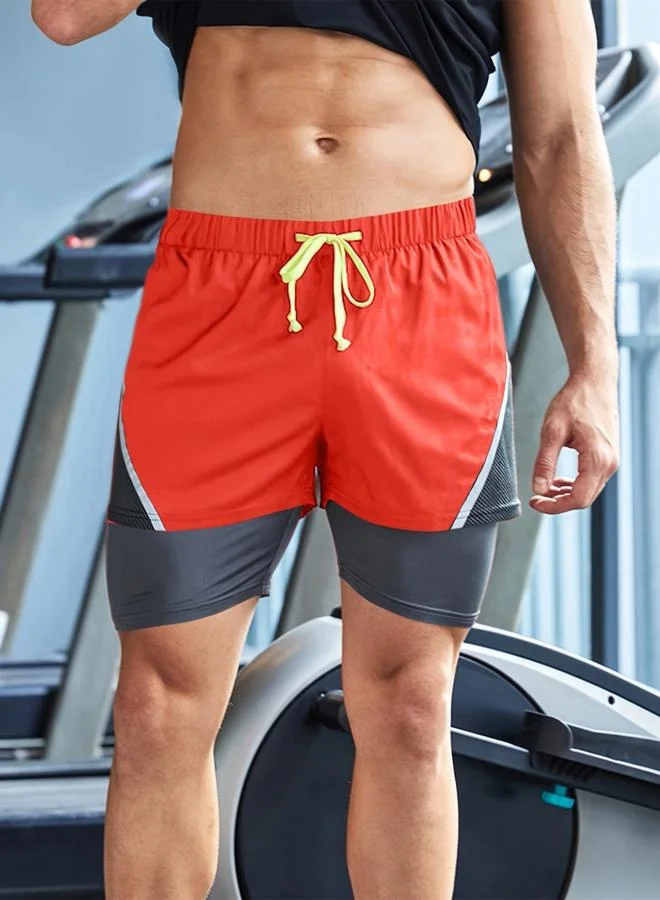 Take Two Take Two Color Block Drawstring Shorts with Phone Pocket