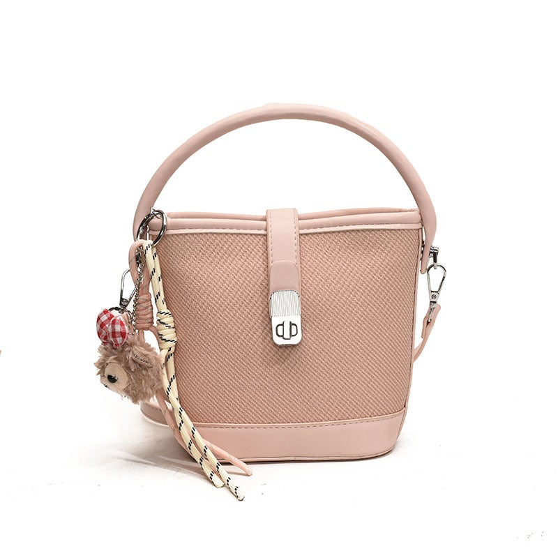 Retro Colorblock Portable Bucket Bag High-End Niche Minimalist Shoulder Crossbody Women'S Bag