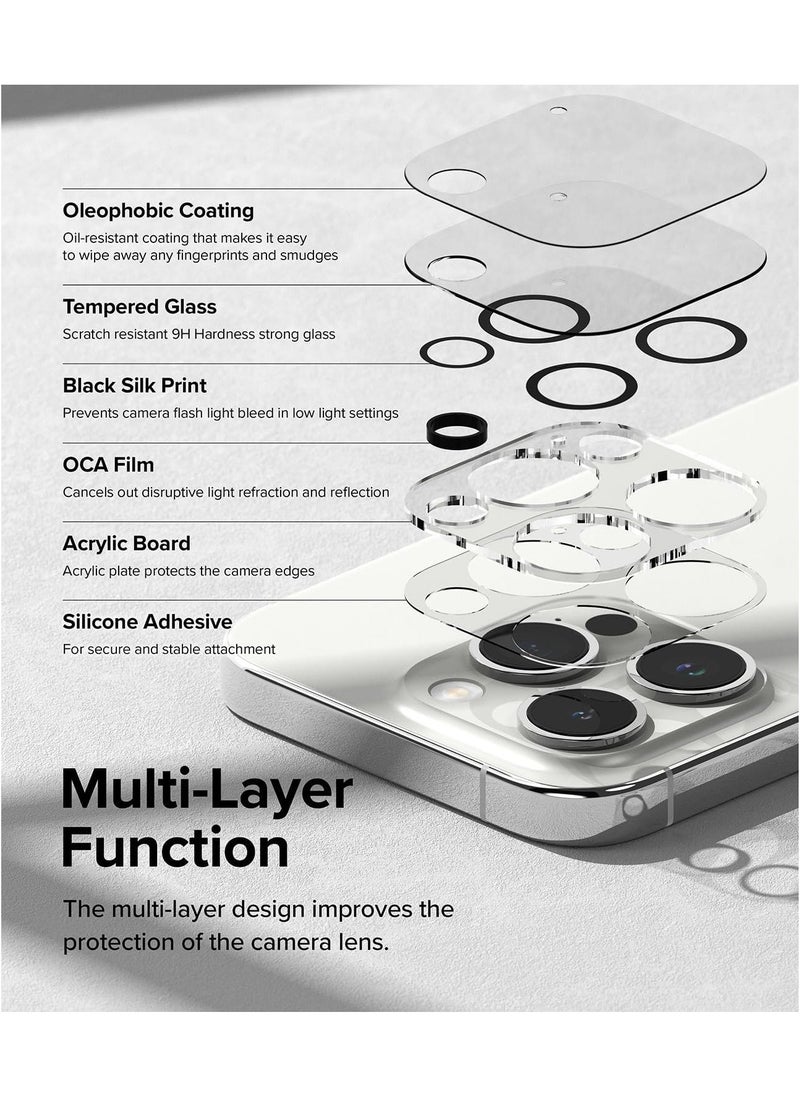 Raxoom Camera Protector Glass [2 Pack] Compatible with iPhone 15 Pro Max Transparent HD Clear Full Adhesive Hard Tempered Glass Camera Lens Protector - Image 3