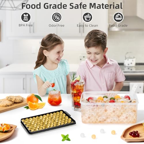 WIBIMEN Mini Ice Cube Trays, Small Tiny Round Pebble Crushed Nugget Ice Trays for Freezer with Lid - Chilling Drinks Coffee Juice(4 Pack/0.55In - Black) - Image 4