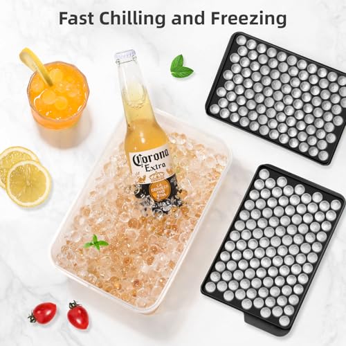 WIBIMEN Mini Ice Cube Trays, Small Tiny Round Pebble Crushed Nugget Ice Trays for Freezer with Lid - Chilling Drinks Coffee Juice(4 Pack/0.55In - Black) - Image 3