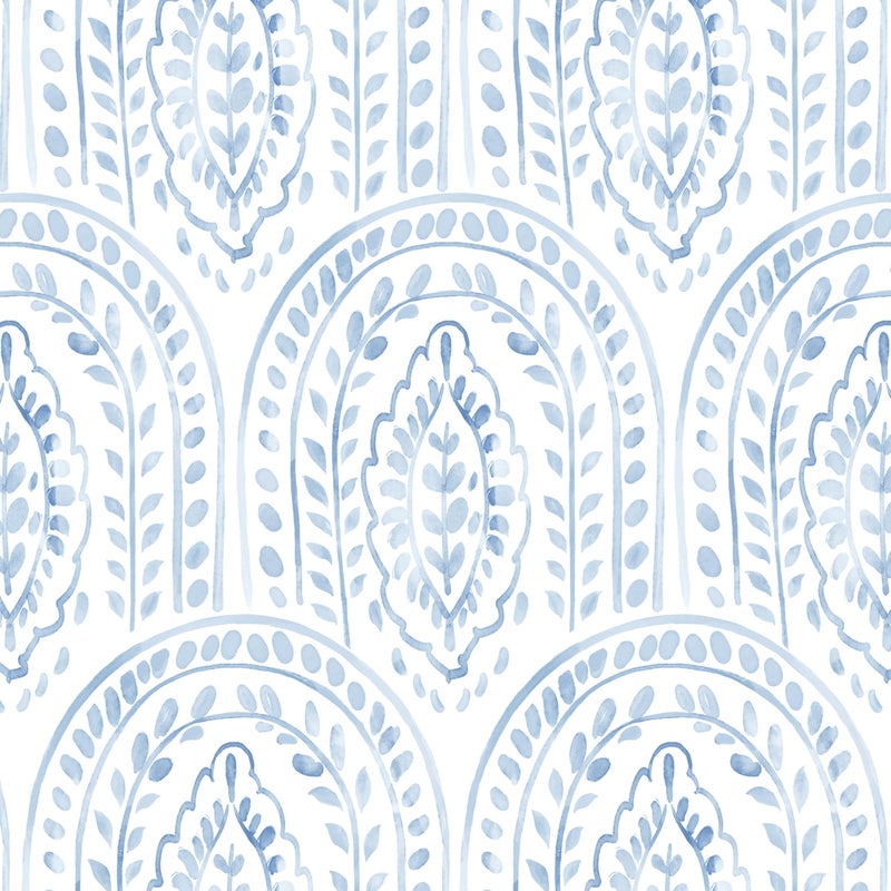 Micpolo Peel and Stick Wallpaper Modern Wall Paper Boho Contact Paper Removable Wallpaper Peel and Stick Blue and White Self-Adhesive for Bathroom Bedroom Kitchen Wall Decor 17.3" x 118" - Image 1