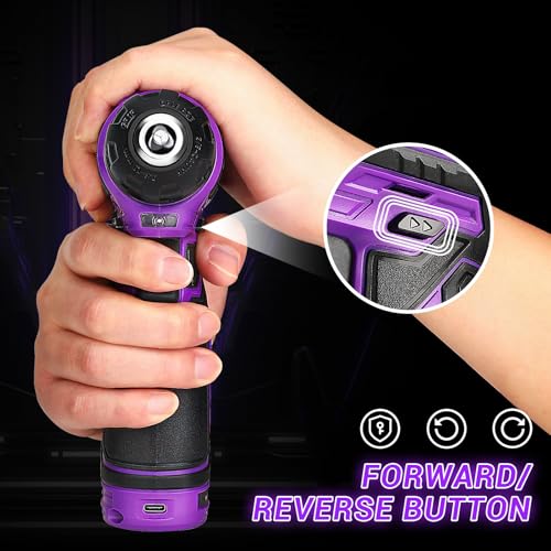 DEKOPRO Cordless Drill：DEKOPRO 12V Power Drill Set 800RPM Electric Drills Small Drills with 3/8-inch Keyless Chuck and Portable Tool Set Gift Box (Purple) - Image 3