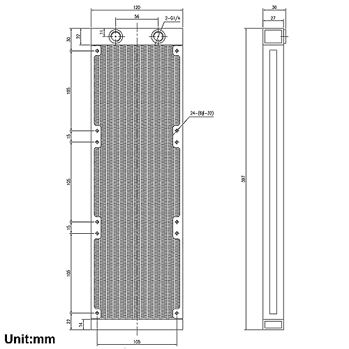 CLYXGS Water Cooling Radiator, 12 Pipe G1/4 Thread Heat Row Radiator 12 Pipe Aluminum Heat Exchanger Radiator for PC CPU Computer Water Cool System 360mm White - Image 3