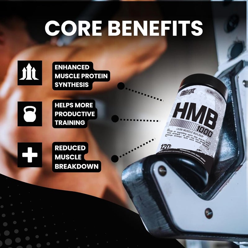 Nutrex Research نوتريكس ريسيرش HMB 1000 ملغ يدعم استعادة العضلات يقلل من تلف العضلات الهيكلية يزيد من القوة يمنع فقدان العضلات 120 كبسولة - Image 5