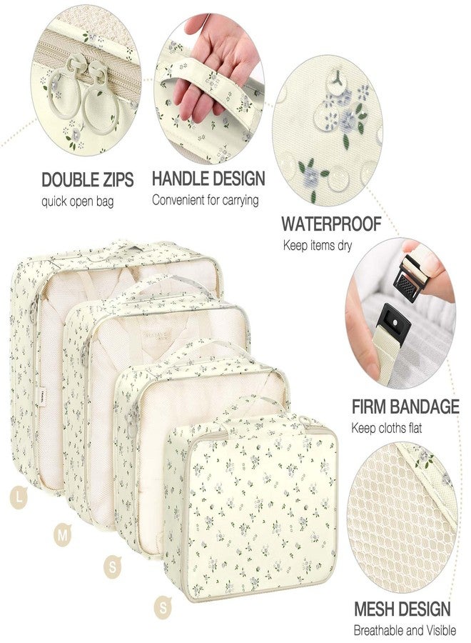 Hatisan 8 Set Packing Cubes for Suitcases, Packing Cube with Shoe, Cosmetics, Clothing, and Accessories Bags for Travel Luggage Organizer Women Men(Grey Flowers) - Image 3