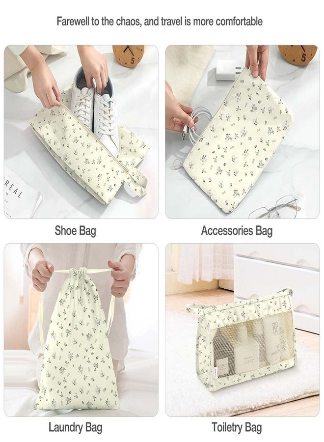 Hatisan 8 Set Packing Cubes for Suitcases, Packing Cube with Shoe, Cosmetics, Clothing, and Accessories Bags for Travel Luggage Organizer Women Men(Grey Flowers) - Image 5