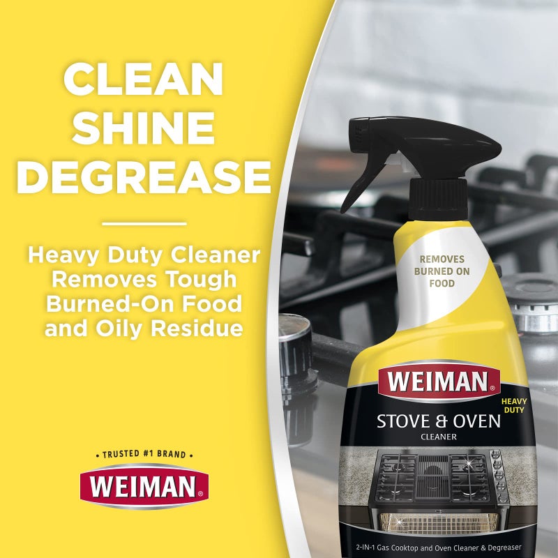 Weiman Heavy Duty Stove and Oven Cleaner and Degreaser for Glass, Ceramic Cooktops, BBQ grill grates - 2 Pack, 24 Oz w/MicroFiber Towel - Image 4
