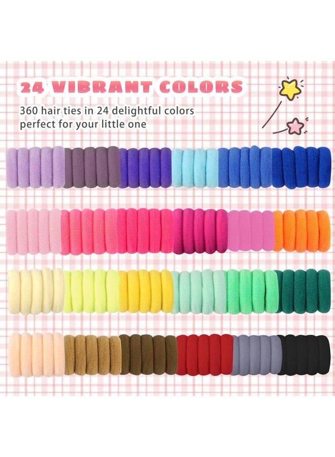 TaShow 360 Pcs Baby Hair Ties, 24 Colors Cotton Toddler Hair Ties with Organizer Box, 1 Inch Seamless Baby Hair Bands for Toddler Girls, Soft Elastic Ponytail Holders with 5 Hair Loop Styling Tools - Image 3