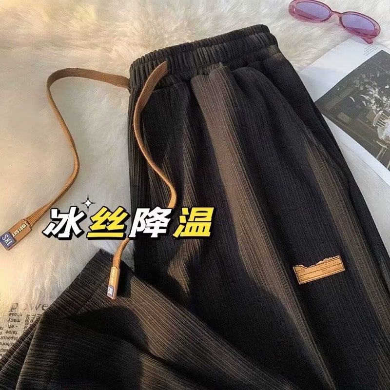 Ice Silk Pants For Men And Women Summer Thin Loose Plus Size Straight Leg Wide Leg Pants Quick-Drying Breathable Loose Casual Pants - Image 2