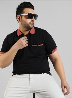 Instafab Plus Men's Solid Black Regular Fit Casual T-Shirt  - Image 1