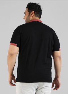 Instafab Plus Men's Solid Black Regular Fit Casual T-Shirt  - Image 3