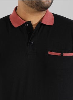 Instafab Plus Men's Solid Black Regular Fit Casual T-Shirt  - Image 5