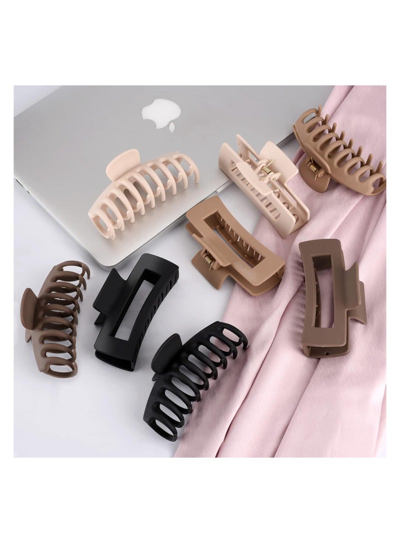 LuSeren Hair Clips for Women 4.3 Inch Large Hair Claw Clips for Women Thin Thick Curly Hair, Big Matte Banana Clips,Strong Hold jaw clips,Neutral Colors