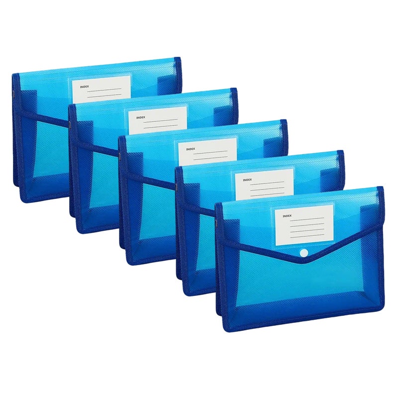 5 Pack FC Plastic Portfolio Folder, Legal Size PU Envelope, Expandable Snap Closure Accordion File Bag, Large Waterproof Document Organizer (Blue) - Image 1