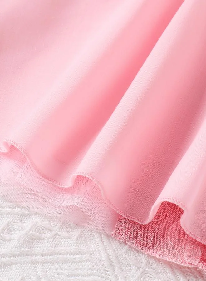 Take Two rose pink Girls Floral 3D Textured Sleeveless Mesh Dress for Women | Best Price UAE