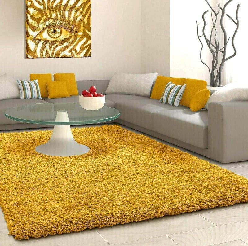 FRESH FROM LOOM Royal Heritage Edition Large 60 x 84 Inch Carpets for Home,Premium Shaggy Fur Rug Runner,Anti-Skid Bedroom Carpet,Premium Carpets for Living Area Office Sofa Room(5x7 feet),Yellow - Image 1