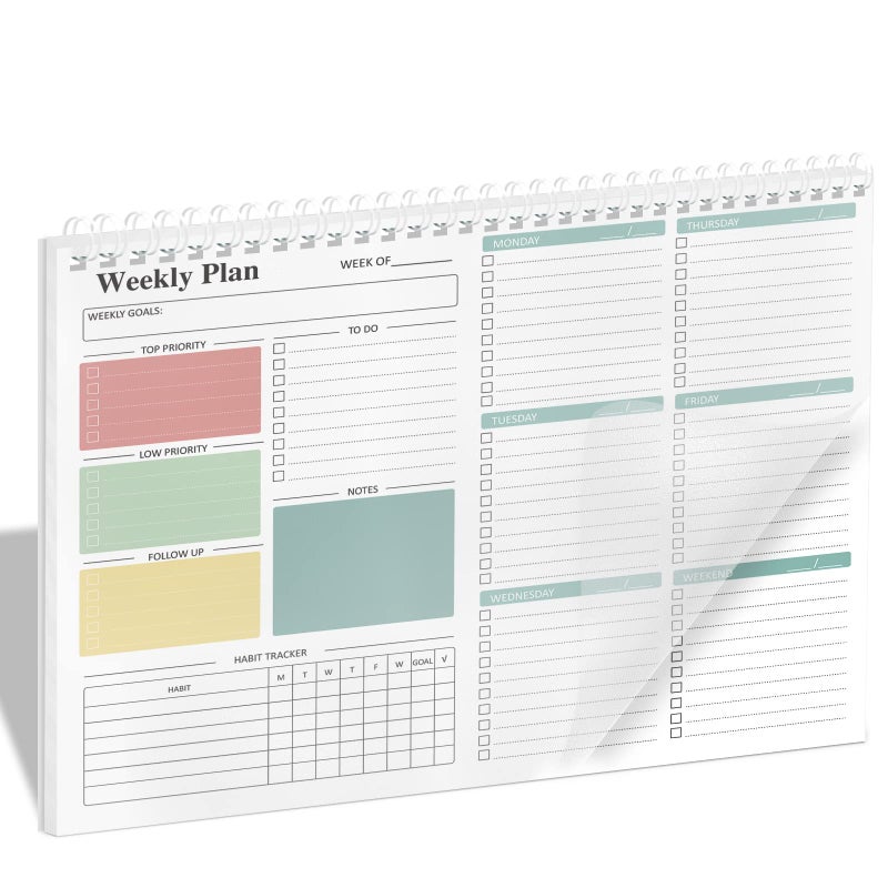 Ymumuda Weekly To Do List Notepad - Daily To Do List Undated 52 - Week Sheets, 8.5x11" Weekly Goal Notebook, Habit Tracker Journal, Excellent for Student School Work Personal Productivity Organizer - Image 1