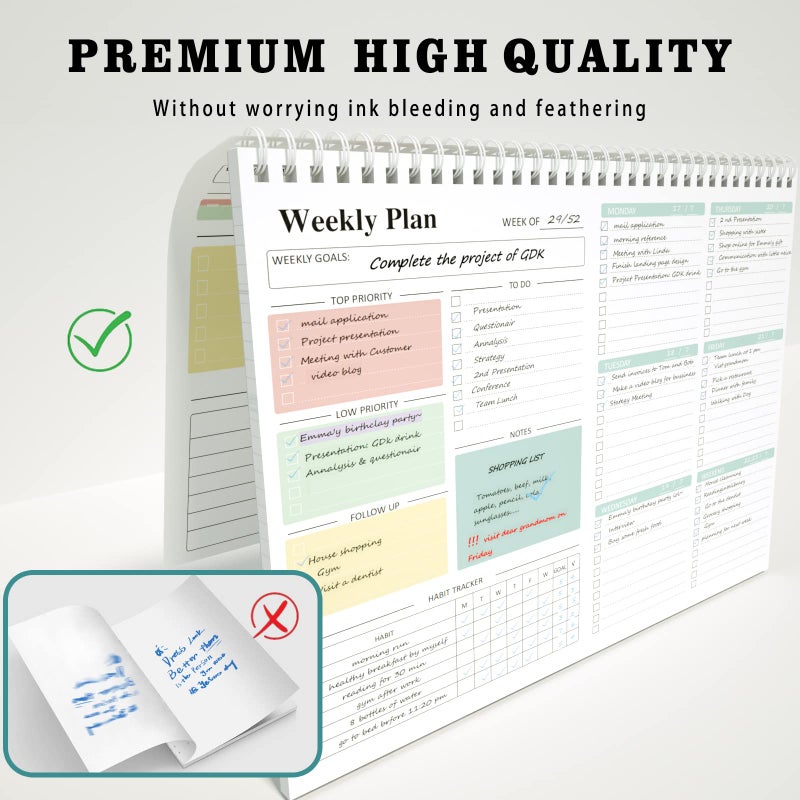 Ymumuda Weekly To Do List Notepad - Daily To Do List Undated 52 - Week Sheets, 8.5x11" Weekly Goal Notebook, Habit Tracker Journal, Excellent for Student School Work Personal Productivity Organizer - Image 3