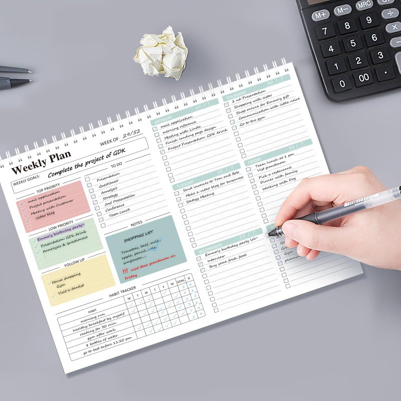 Ymumuda Weekly To Do List Notepad - Daily To Do List Undated 52 - Week Sheets, 8.5x11" Weekly Goal Notebook, Habit Tracker Journal, Excellent for Student School Work Personal Productivity Organizer - Image 2