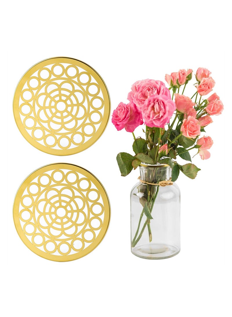 Excefore Metal Flower Arranger Lids, 2 Pieces Stainless Steel Flower Frog Insert Wire Grids 12cm / 4.7in Round Floral Canning Lid Jar Vase Organizer for Plant Straw Fixation Flower Arrangements Supplies - Image 1