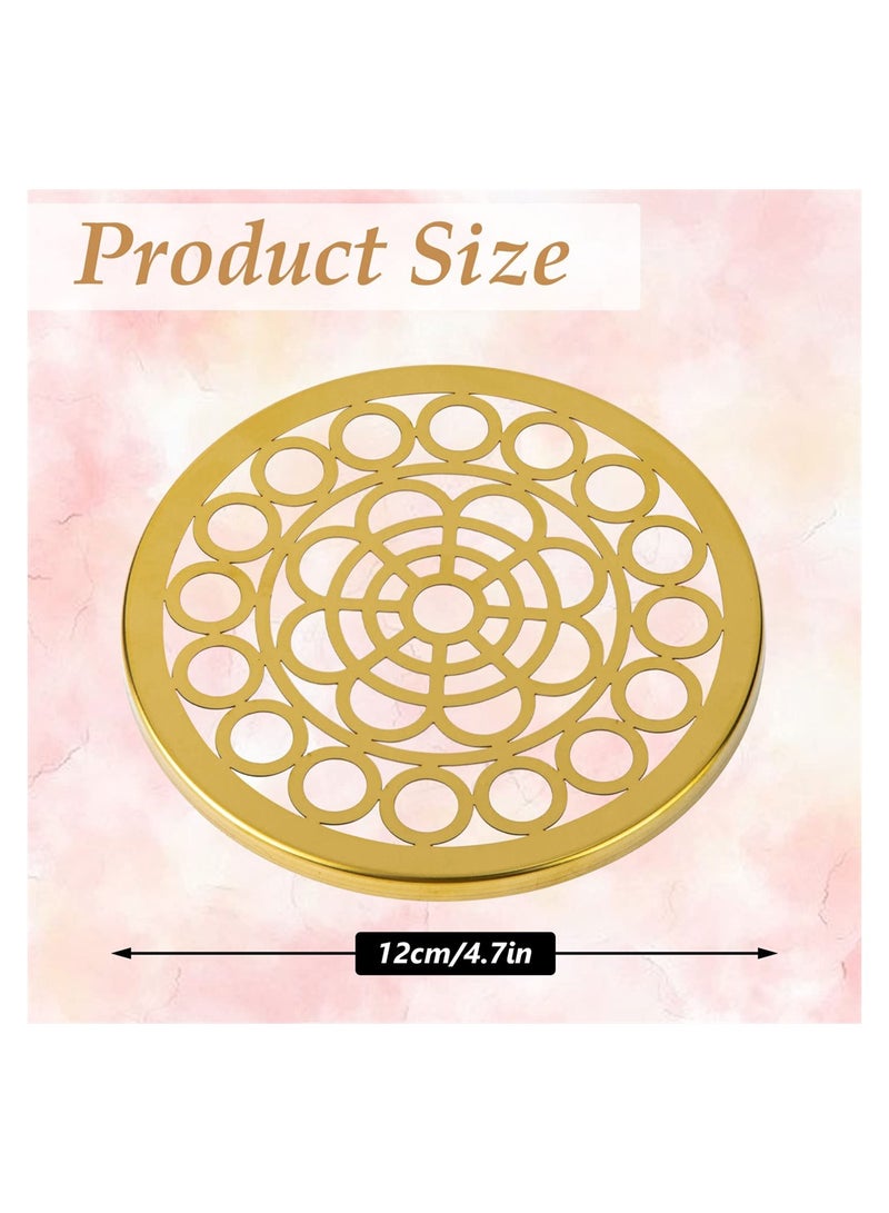 Excefore Metal Flower Arranger Lids, 2 Pieces Stainless Steel Flower Frog Insert Wire Grids 12cm / 4.7in Round Floral Canning Lid Jar Vase Organizer for Plant Straw Fixation Flower Arrangements Supplies - Image 3