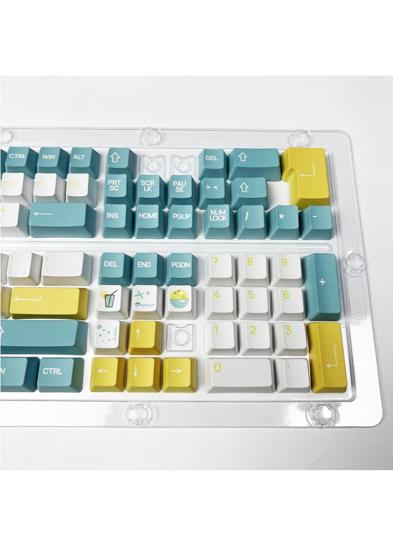 Flash Hawk PBT Arabic Keyboard Caps, Sublimation Mixed Color Theme Keycaps Adapts to 61/62/64/68/84/87/104/108/98 Keys Keyboard Blue White  - Image 4