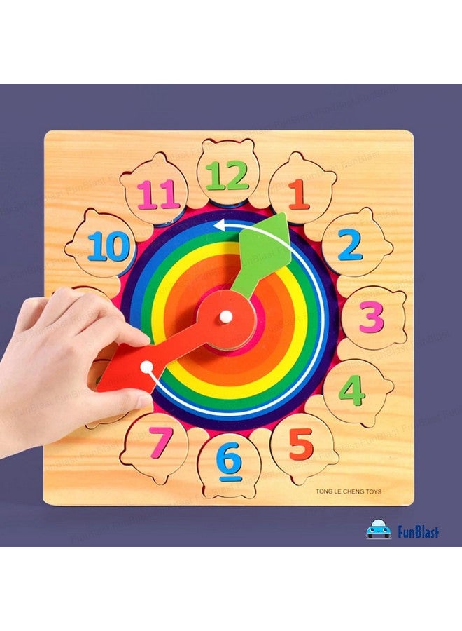 FunBlast Wooden Clock Puzzle Toy - Teaching Jigsaw Puzzle Learning Clock Toys for 3+ Years Old Boys,Girls (Multicolor) - Image 2