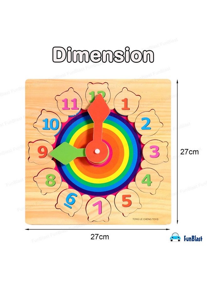 FunBlast Wooden Clock Puzzle Toy - Teaching Jigsaw Puzzle Learning Clock Toys for 3+ Years Old Boys,Girls (Multicolor) - Image 3