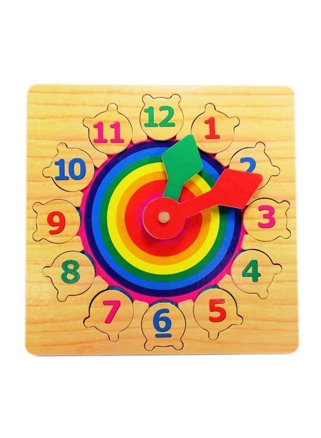 FunBlast Wooden Clock Puzzle Toy - Teaching Jigsaw Puzzle Learning Clock Toys for 3+ Years Old Boys,Girls (Multicolor) - Image 1