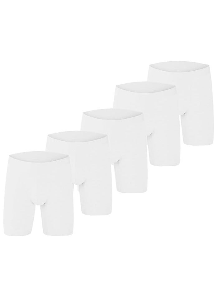 infino Men's 5-Pack Boxer Briefs - Mid-Rise, Anti-Chafing Stretch Cotton, Breathable Athletic Underwear in Pure White - Available in M 