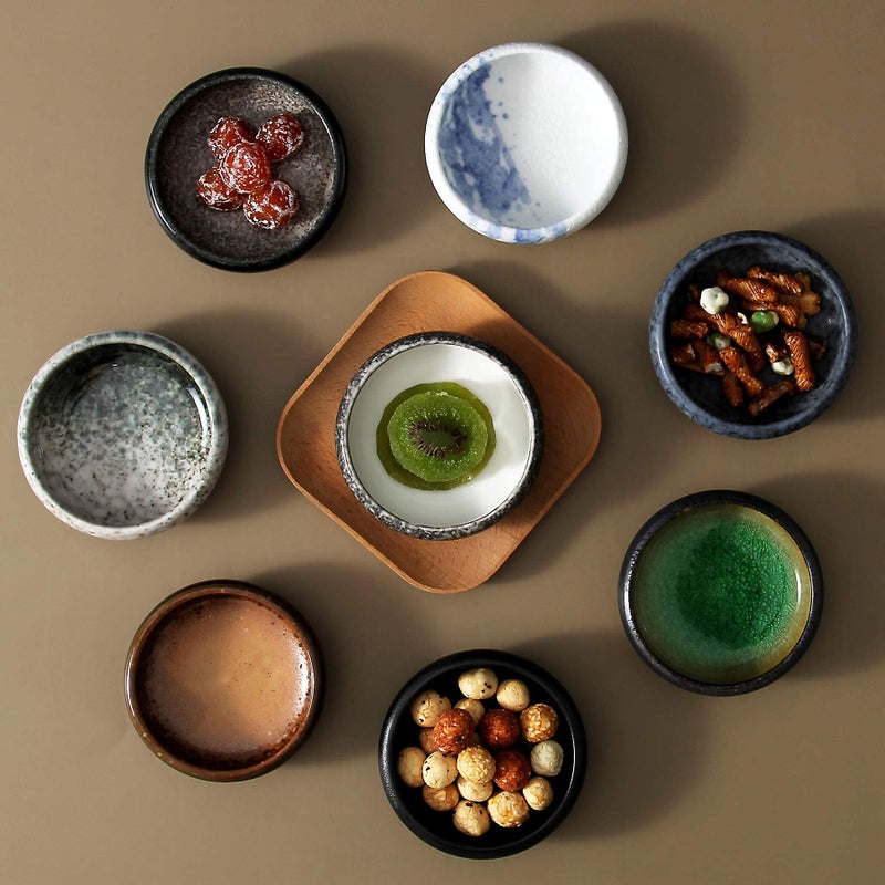 Uaral Soy Sauce Dishes Sushi Dipping Bowl Pinch Bowl Stoneware Black Small Serving Dish Set 3.75 Inch(4.5 oz,Texture Black) - Image 5