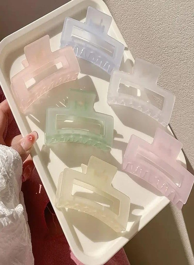 Ublic Hair Clips For Women's | Hair Clutchers For Girl's | Transparent Rectangular Claws | Suitable In Various Occasions | Elegant Matte Finish Non Slip Hair Clips | Pack Of 6 - Image 1