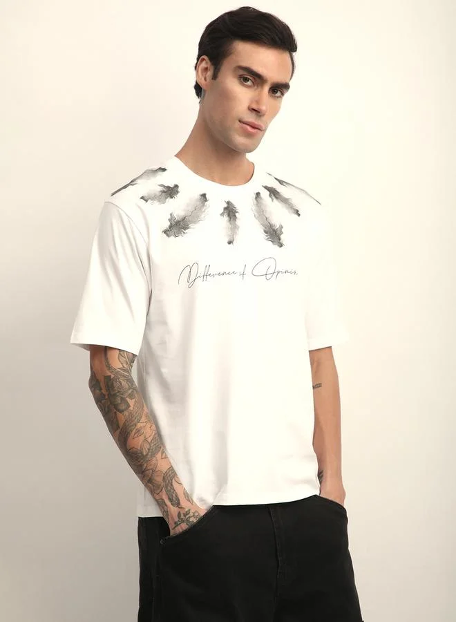 Difference of Opinion Men Oversized Crew Neck Printed T-Shirt