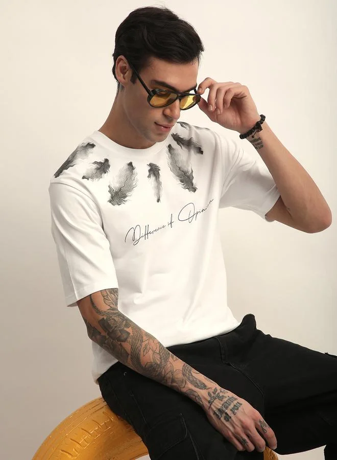 Difference of Opinion Men Oversized Crew Neck Printed T-Shirt