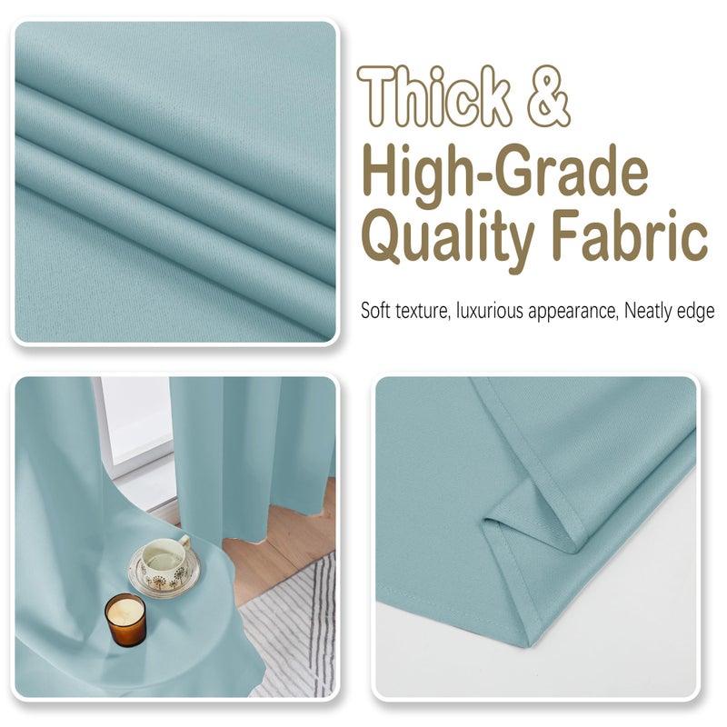 OVZME Aqua Blackout Curtains for Bedroom 63 Inch Length 2 Panels, Protect Privacy Thermal Insulated Solid Curtains for Bedroom, Dual Rod Pocket Window Treatment Blackout Drapes, 2x40Wx63L Inches - Image 5