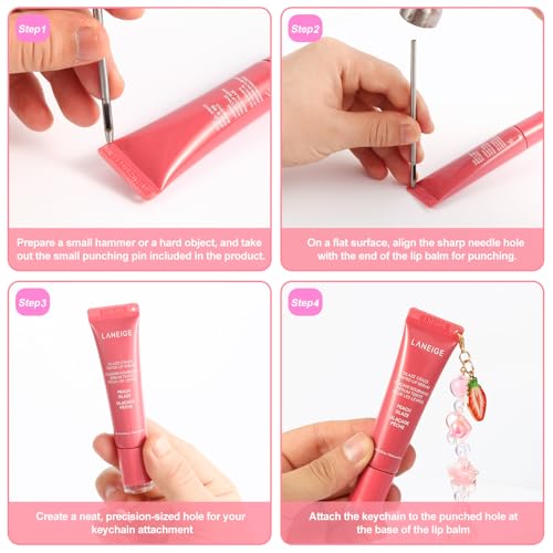 Limpskys Keychain Cap for Summer Fridays Lip Balm 0.5 oz – Lid with Key Ring & Charm, Fits Topicals 0.5 oz & e.l.f. Glow Reviver 0.52 oz Tubes – Lip Gloss Keychain (Lip Balm Not Included) - Image 3