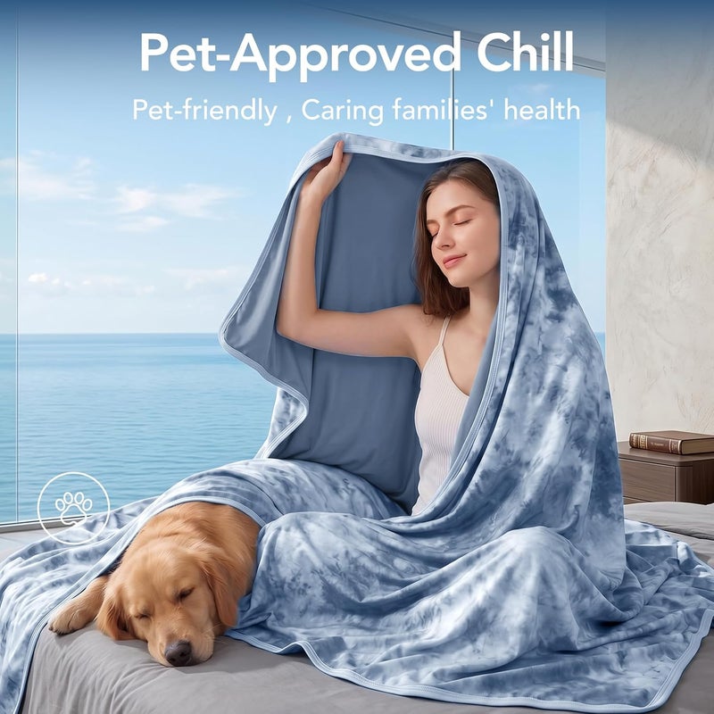 Topcee Cooling Blanket 80''x88'' for Hot Sleepers, Arc-Chill Q-Max>0.35 Double Sided Cold Blankets for Night Sweats, Cool Soft Lightweight Summer Blanket for Sofa Bed Couch, Gifts for Women Queen - Image 3