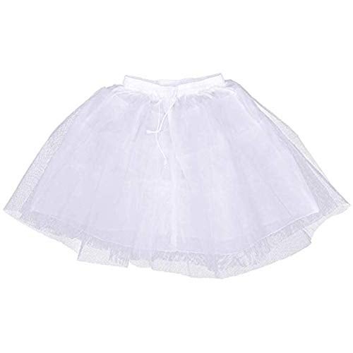 Kumeng Girl’s Hoopless Petticoat Crinoline with 3 Layers, Wedding Flower Girl Slip Underskirt for Kids (White) - Image 1