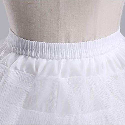 Kumeng Girl’s Hoopless Petticoat Crinoline with 3 Layers, Wedding Flower Girl Slip Underskirt for Kids (White) - Image 4
